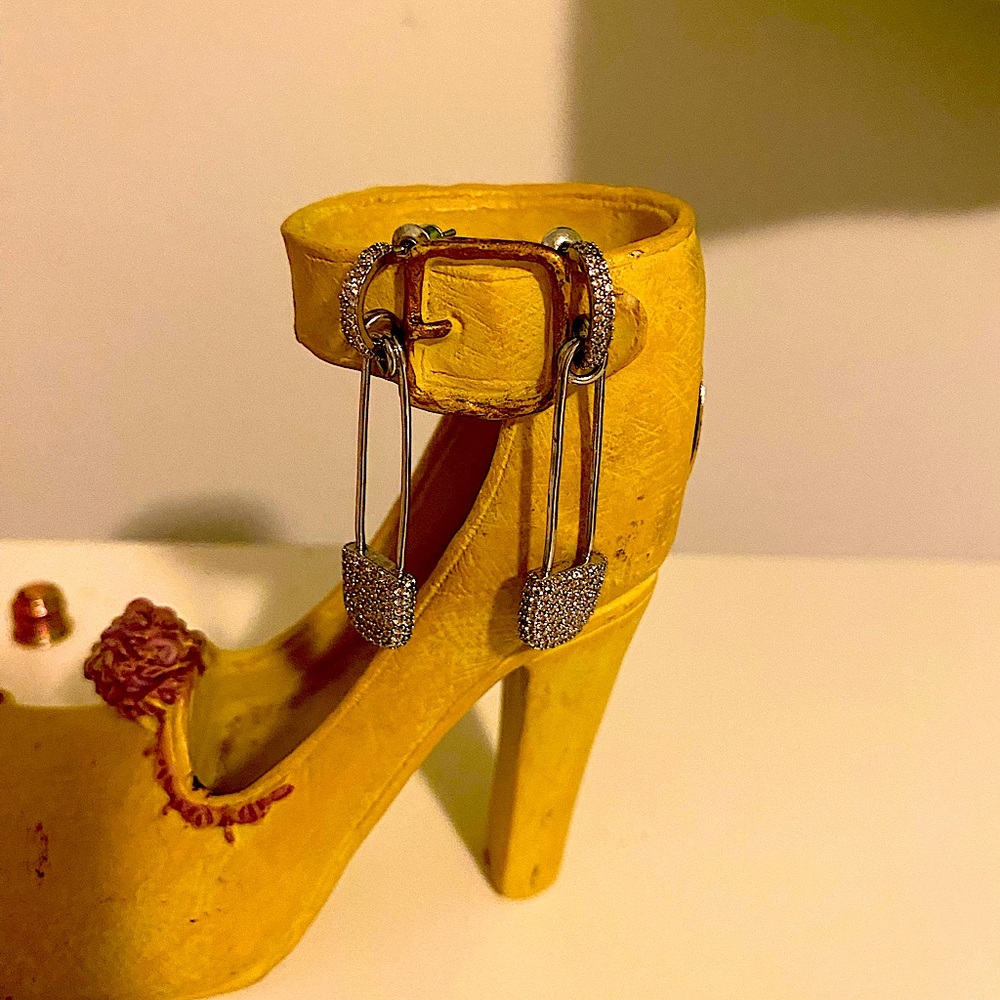 Sterling Dangling Safety Pin Earrings